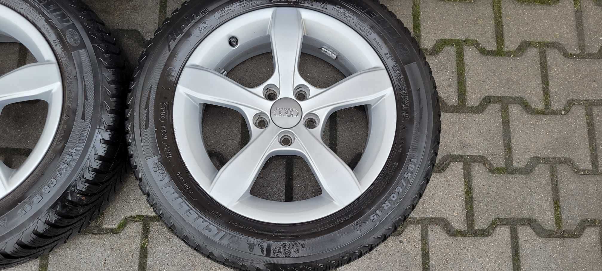 Alufelgi AUDI 5X100 z oponami 186/60 R15 zima