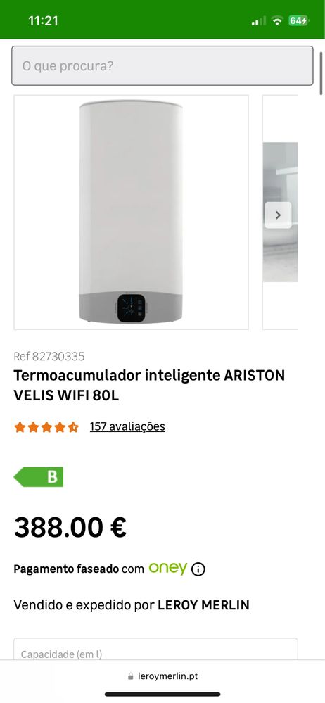 Termoacumulador Ariston Velis Wifi 80L