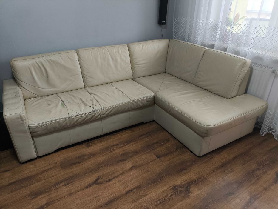 narożnik skórzany ecru