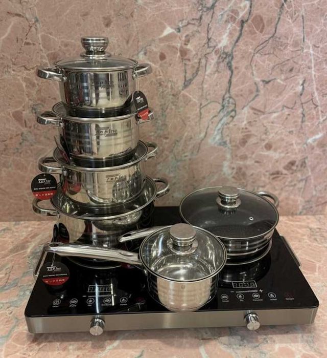 Набір каструль із нержавіючої сталі/ набор кастрюль новый/ кастрюли