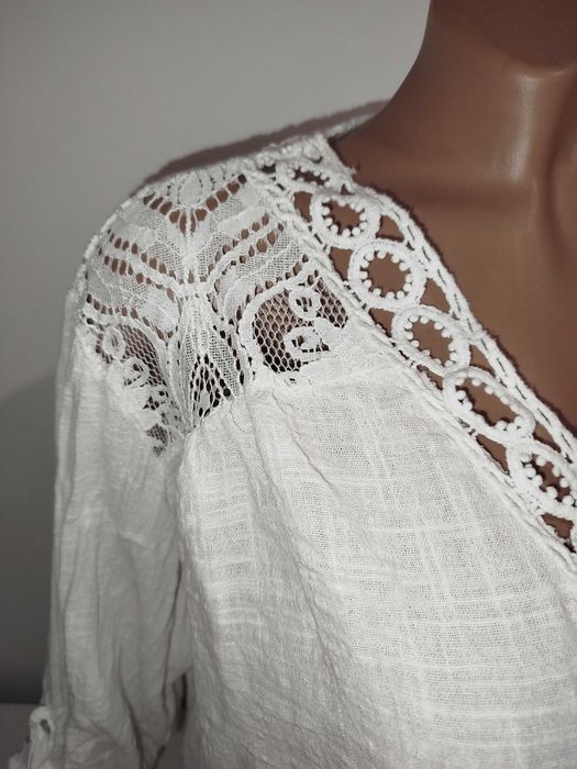 котонова легка блузка сорочка з мереживом 54 р.