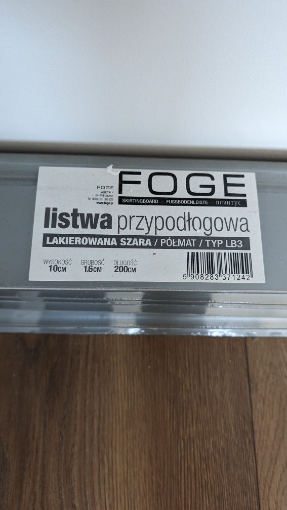 Listwy przypodłogowe MDF kolor szary mat