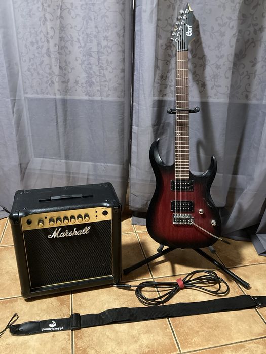 Zestaw Gitara elektryczna cort x100 + wzmacniacz Marshall mg15r gold