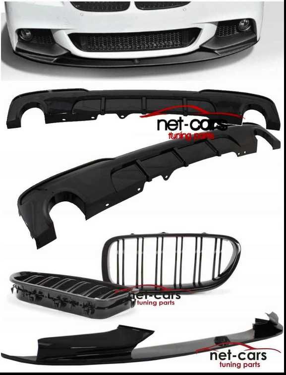 Spoiler przód + grill + dyfuzor BMW F10 MPerformance czarny połysk 0-0