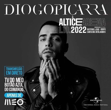 Vendo bilhetes - Concerto do Diogo Piçarra - Altice Arena - 01.10.2022