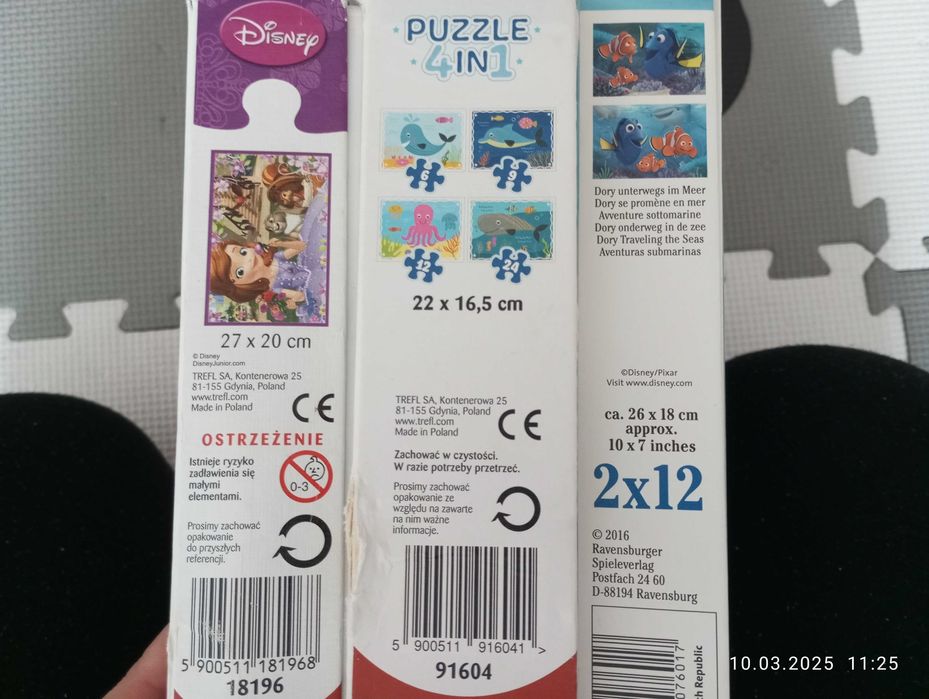 Zestaw puzzle 3 sztuki Nemo, księżniczka Zosia, morze wiek 3 +