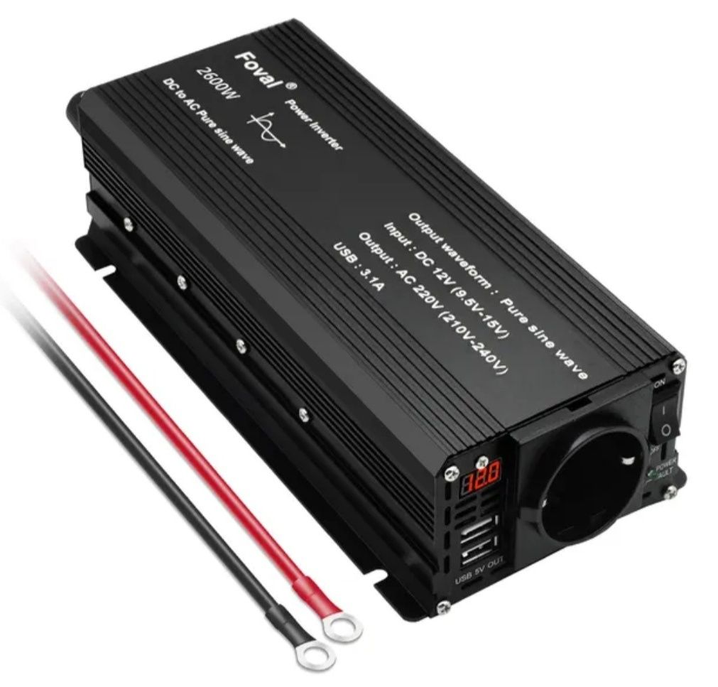 Инвертор Foval Інвертор 2600W Чистый Синус 12-220В Холодильника,