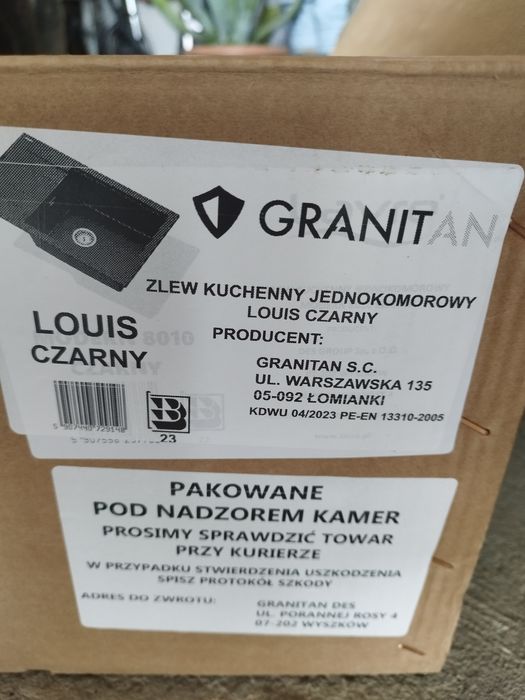Zlewozmywak granitowy kuchenny LOUIS jednokomorowy z ociekaczem