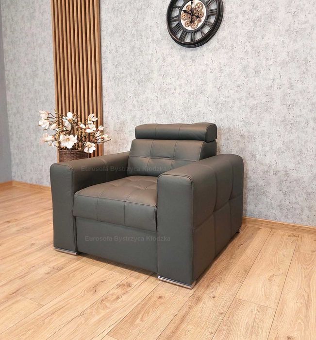 Kanapa 3os z funkcją spania + fotel włoska skóra naturalna