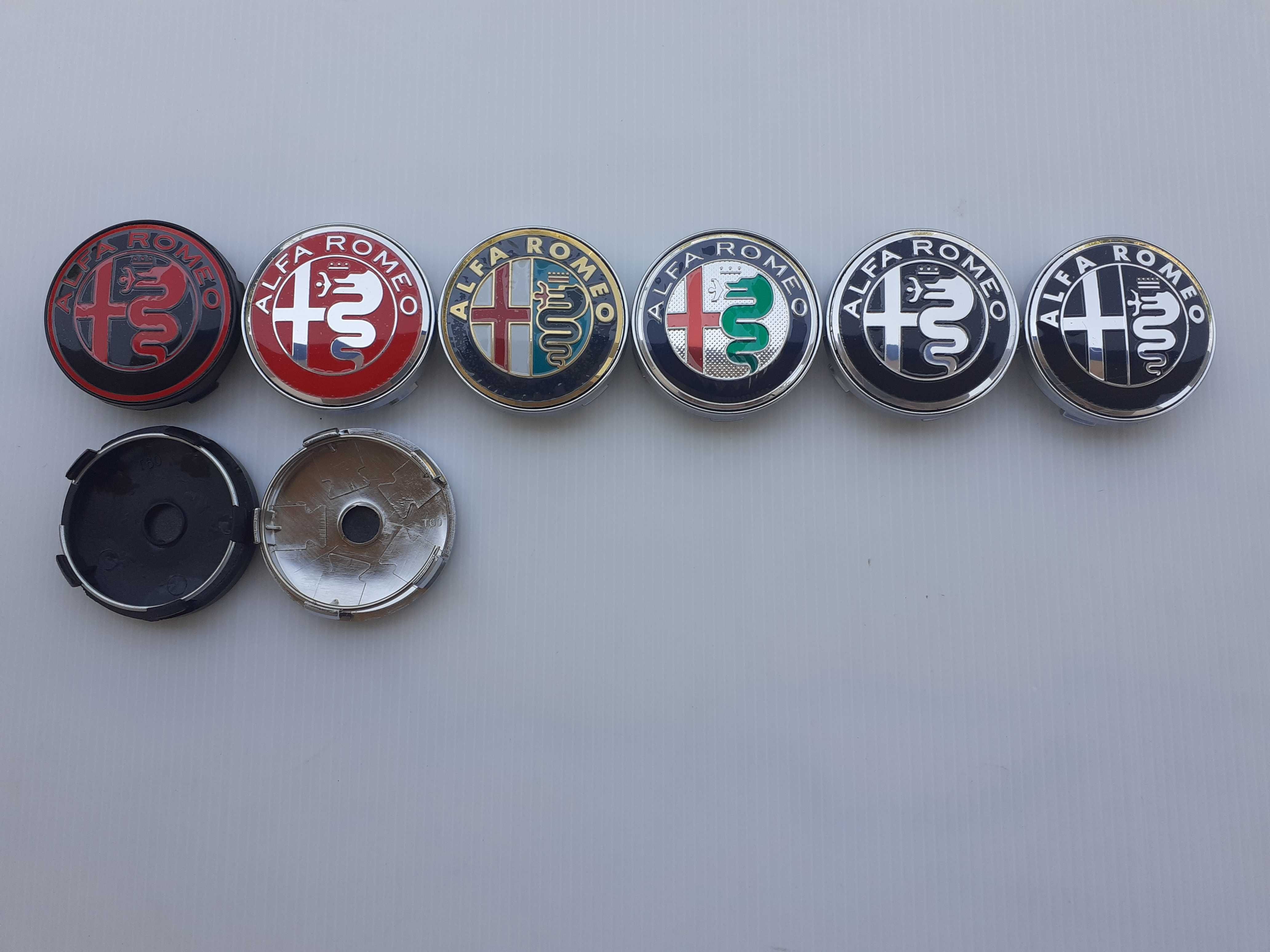 Centros/tampas de jante completos Alfa Romeo com 50, 56, 60 e 65 mm