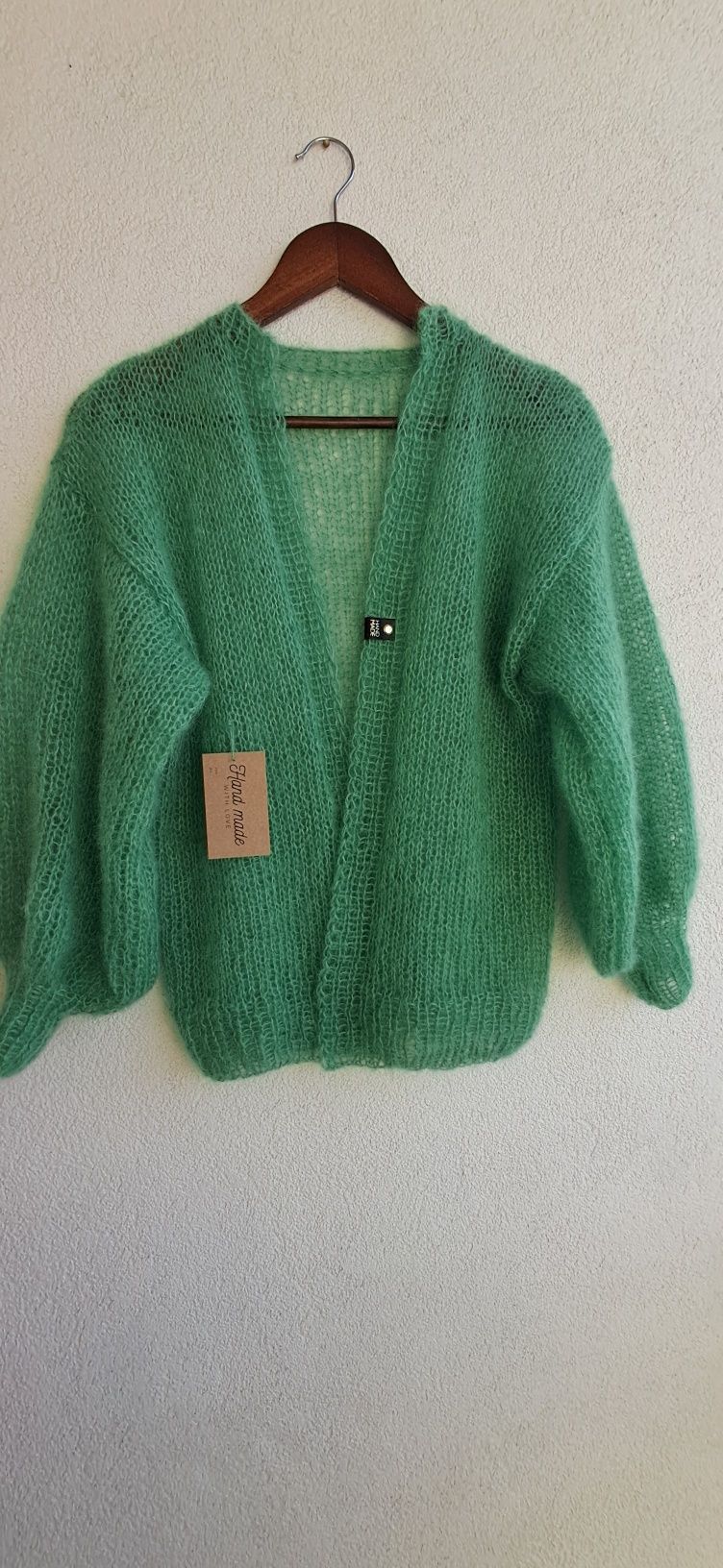 Piękny sweter moher z jedwabiem.Handmade.