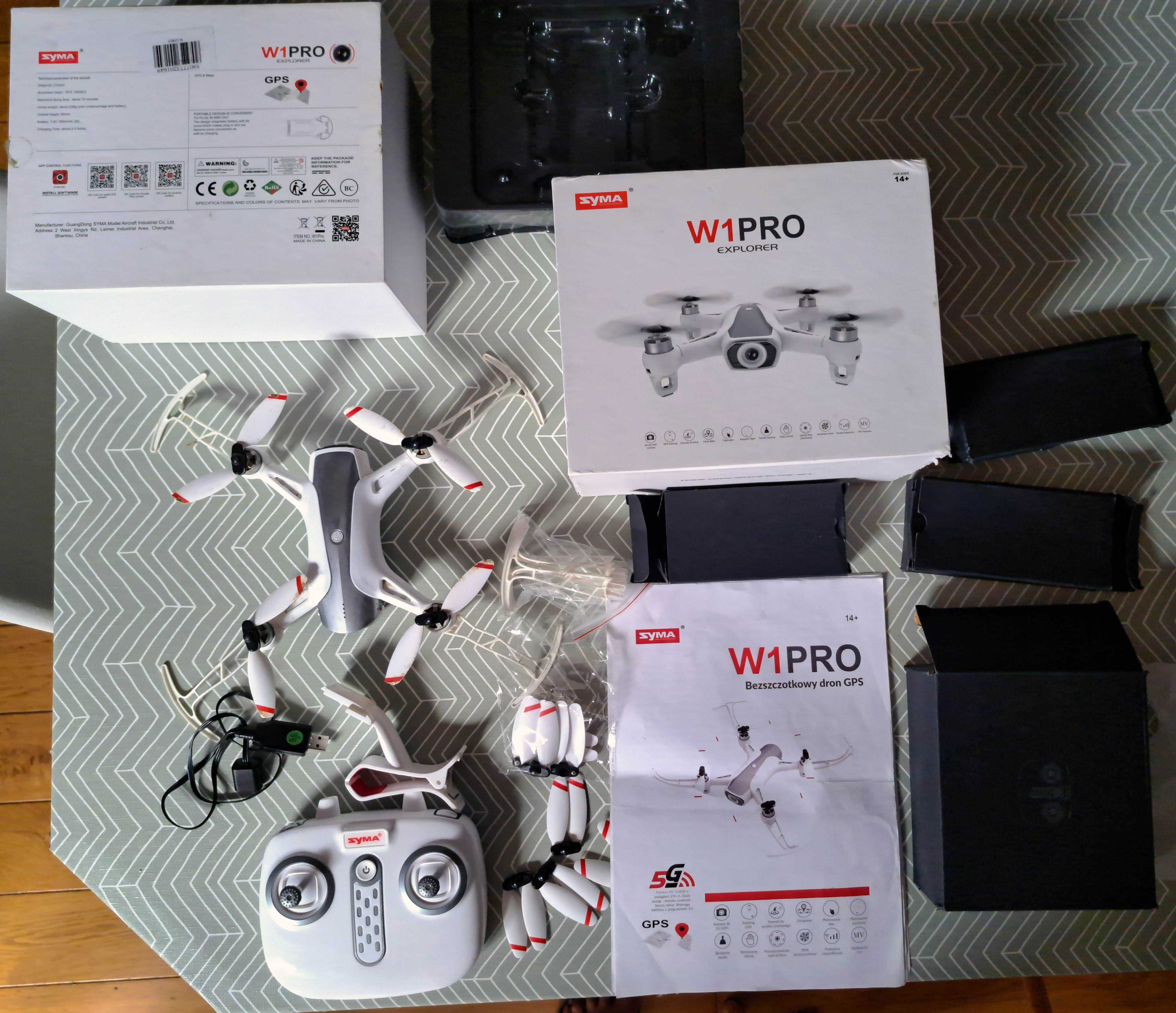 Dron Syma W1 PRO EXPLORER z kamerą 4K, 3 komplety śmigieł, dodatki