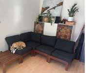 Wygodne meble ogrodowe Ikea APPLARO stan bardzo dobry, czarne, drewno