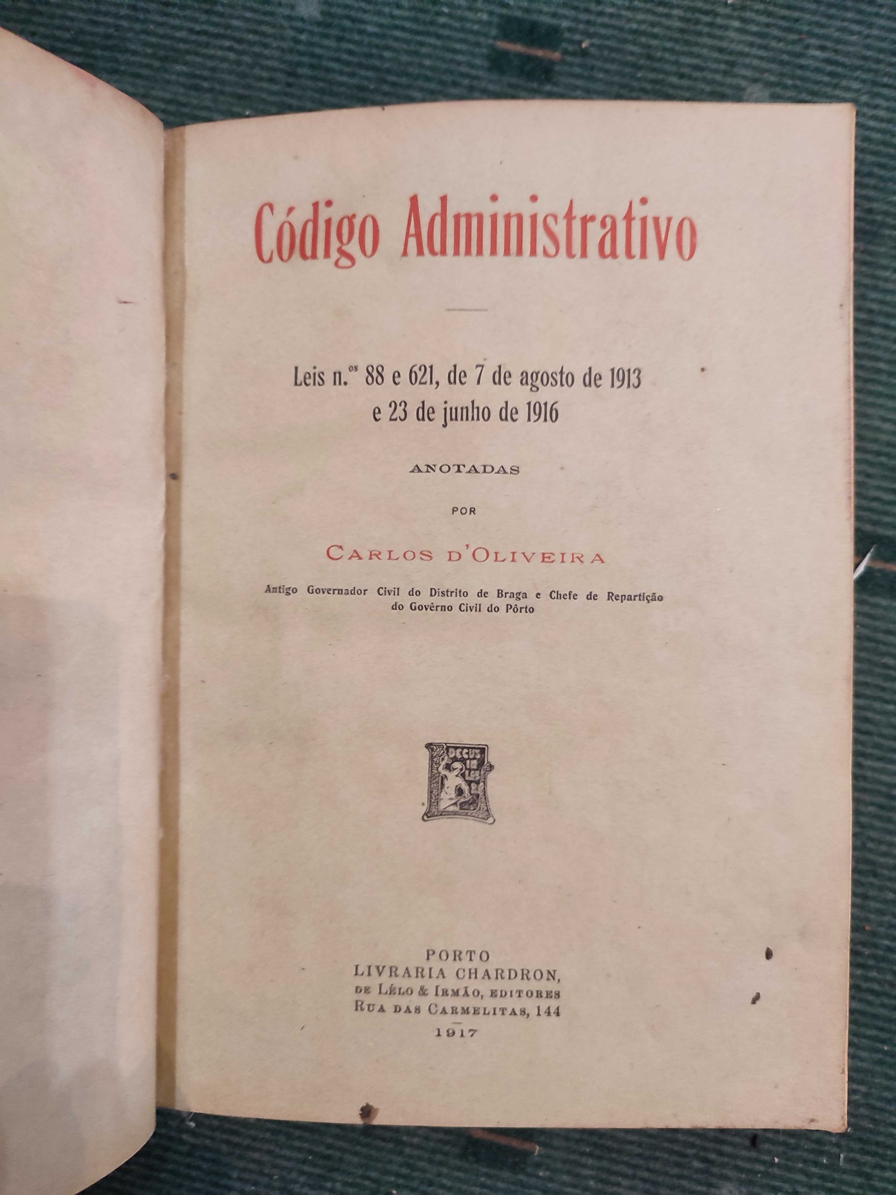 Código Administrativo Anotado por Carlos D'Oliveira - 1917