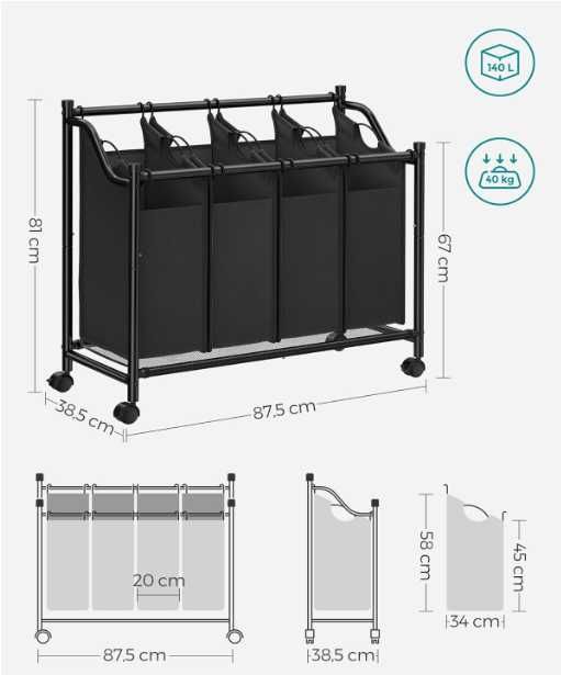 Kosz/sortownik na pranie, klocki Lego(zabawki) 4  x 35l worki  !