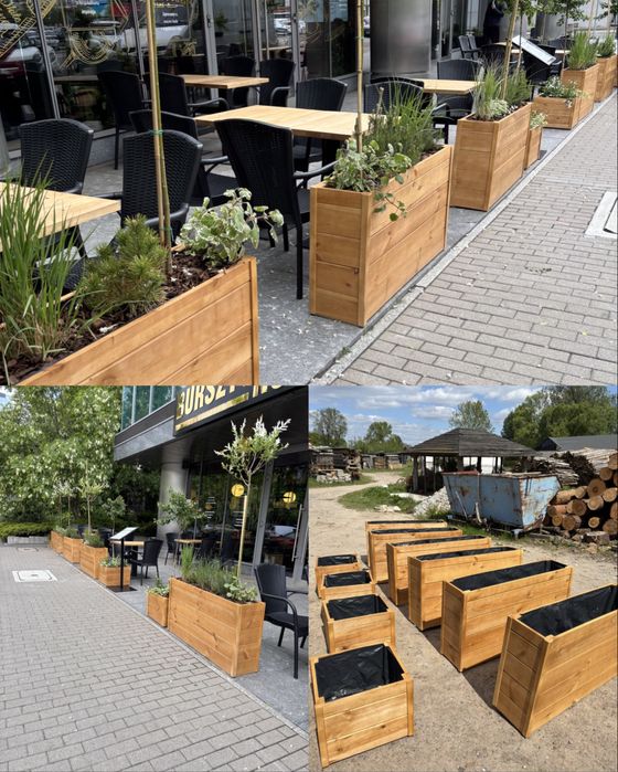 Donice drewniane, donice z drewna, donice ogrodowe.