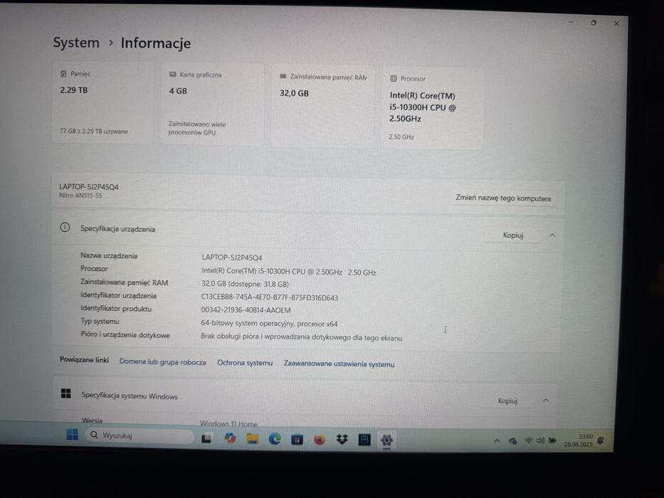 Acer Nitro AN515-55 | Intel core i5-10300H | RTX 3050 4GB | 32GB RAM
