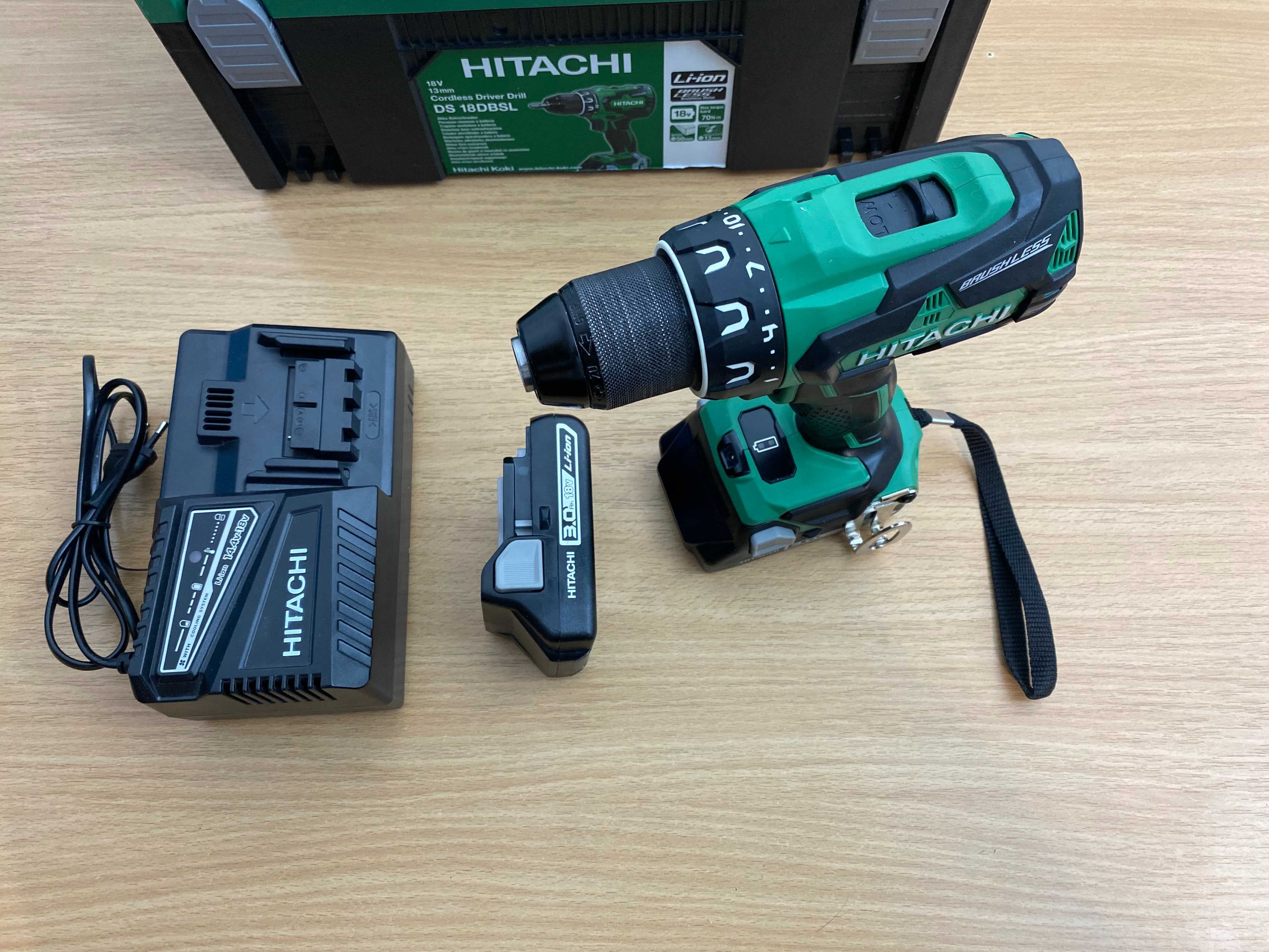 Wiertarko-wkrętarka Hitachi DS18DBSL 2 aku 18V 3.0Ah ładowarka walizka
