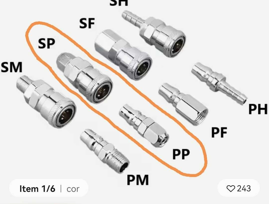 Encaixe pneumático compressor
