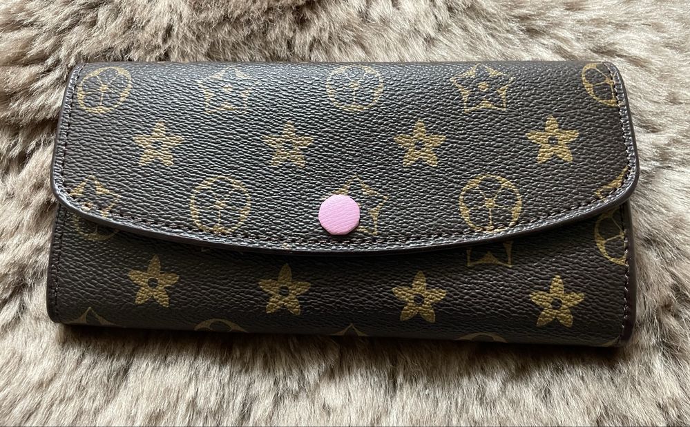 Porta-moedas castanho e rosa, estampado, novo
