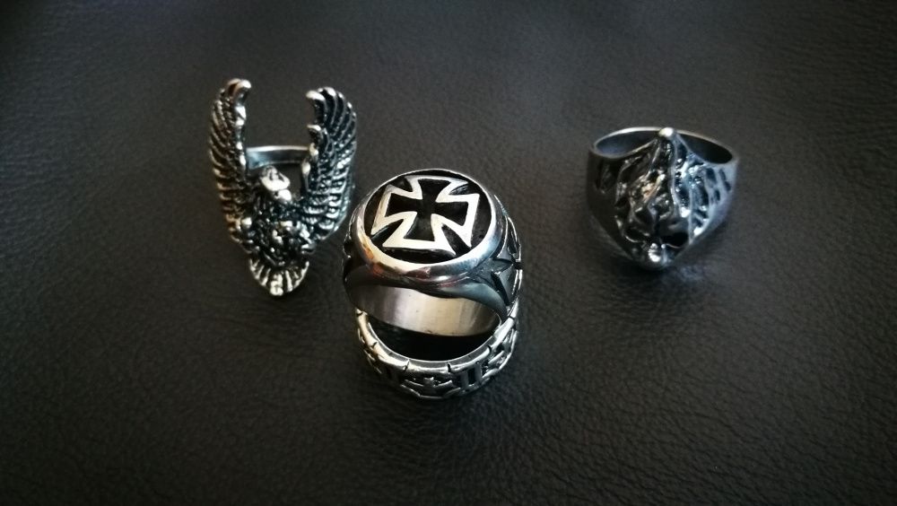 Motocyklowy stalowy pierścień sygnet krzyż maltański chopper Harley