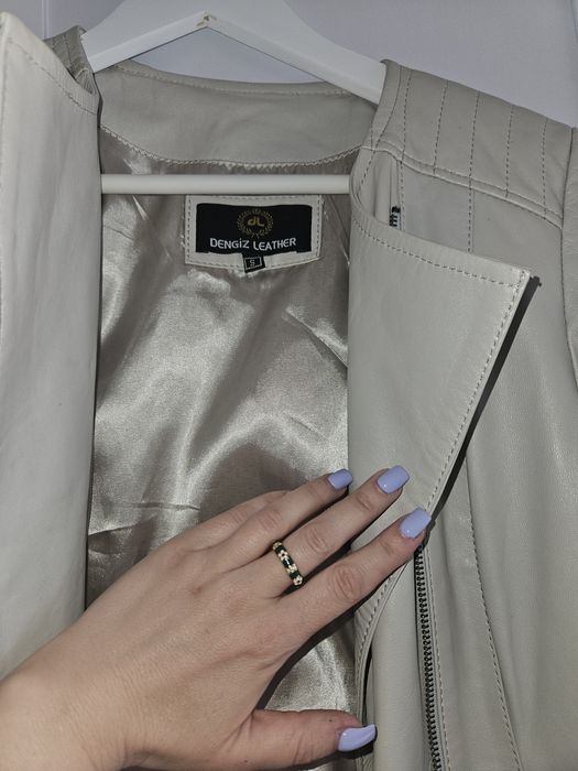 Kurtka ramoneska skóra beżowa rozm. S