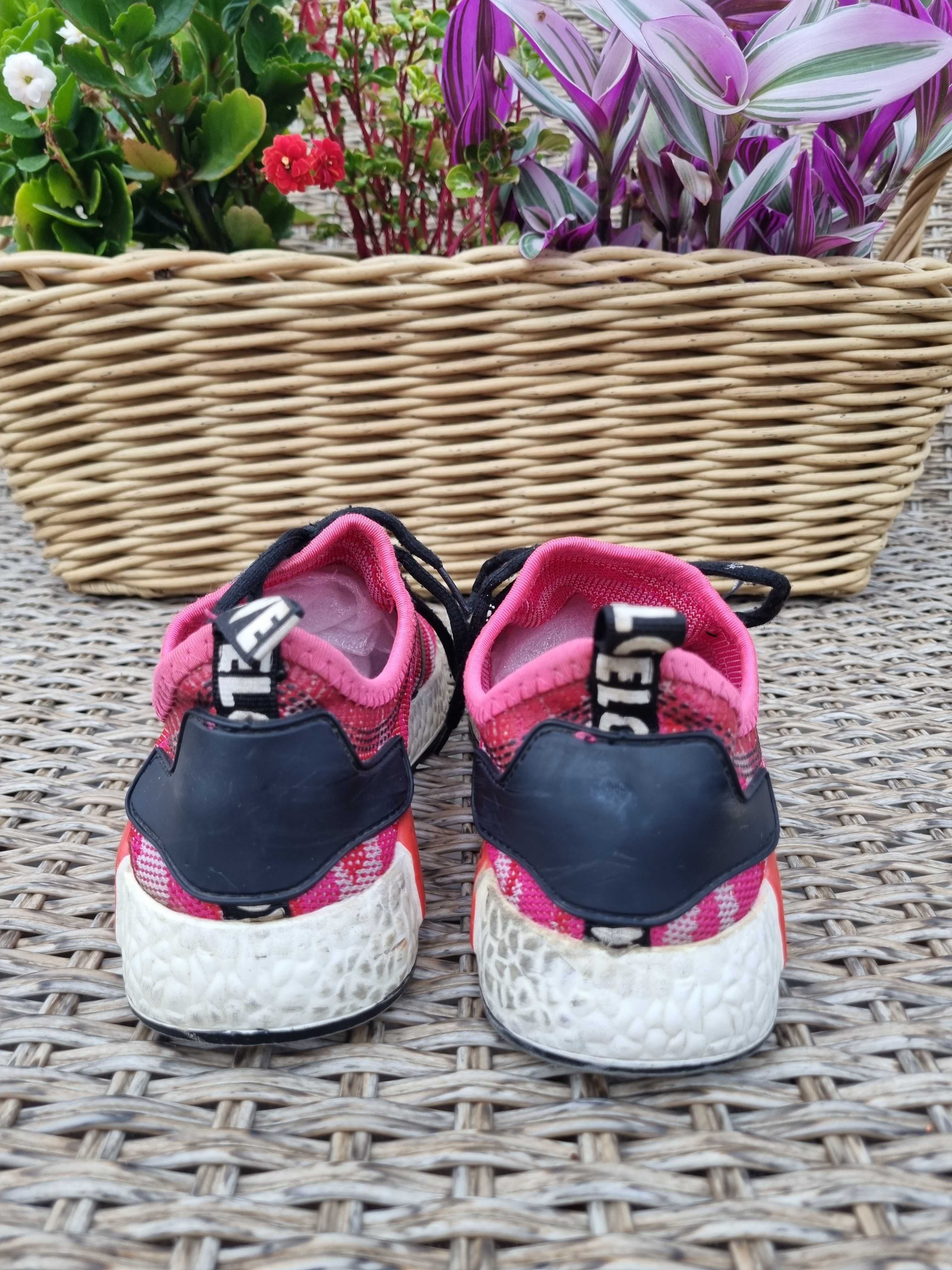 Buty sportowe R36 siateczkowe do biegania lekkie czerwono-różowo-białe