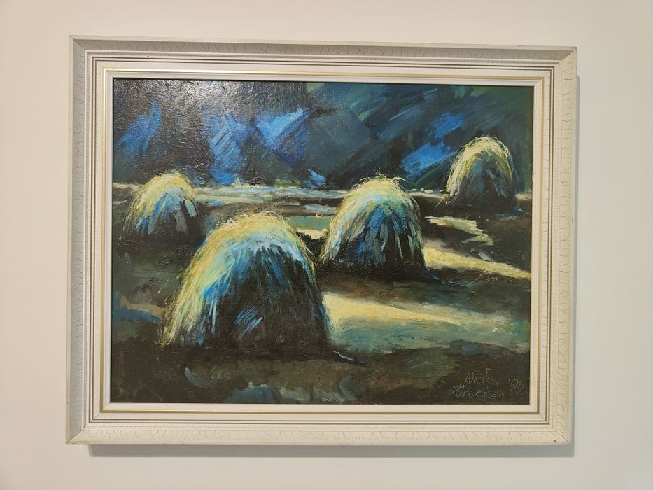 Obraz malowany 1995 snopy siana Wiesław Żarczyński