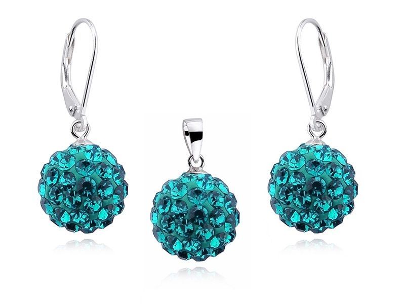 Wiszący Komplet Swarovski Niebieskie Kulki 12Mm Crh0006Dz12