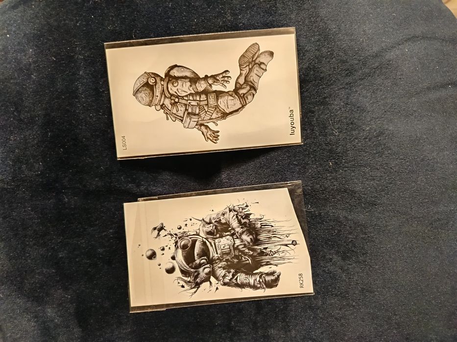 Tatuaż, tattoo, naklejka, kosmonauta, ryba