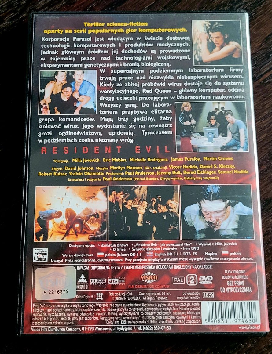 Resident Evil DVD z Millą Jovovich