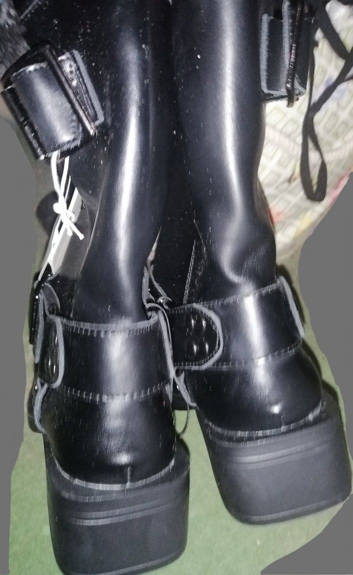 SKÓRZANE! buty Kozaki Botki Bikery SKÓRA NATURALNA! Reserved Premium