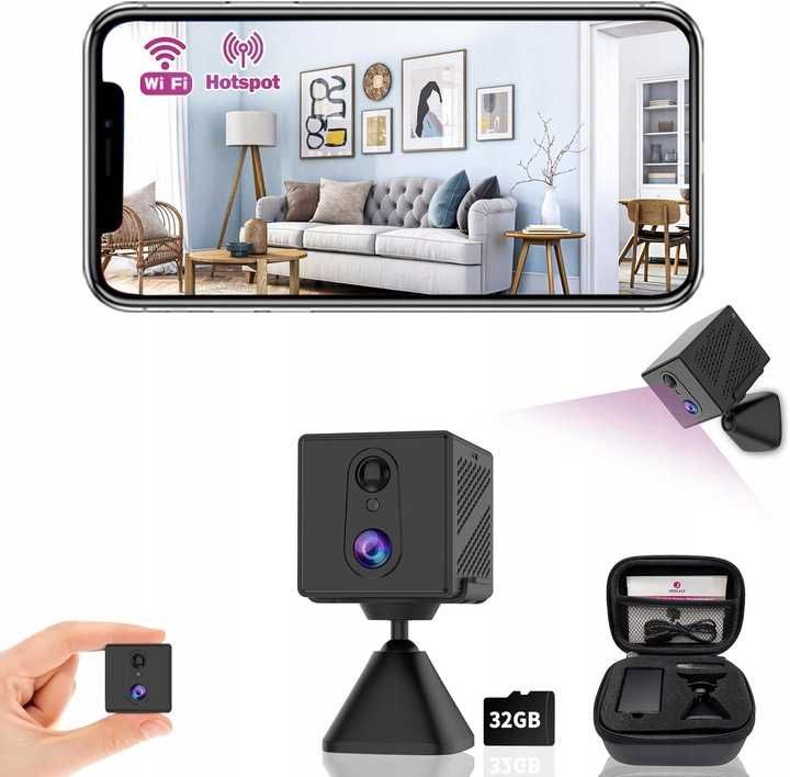 Mini kamera szpiegowska Wi-Fi 4K z detekcją ruchu i noktowizją