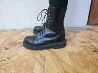 Черные Берцы ботинки kmm techno boots из гладкой кожи 37.5-38
