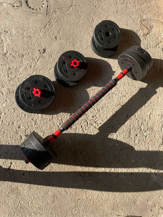 Zestaw hantli / sztanga 2×10 kg – gryfy, ciężarki, hantle