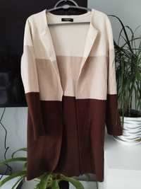 Narzutka, kardigan M/L/XL sweterek beżowy,kremowy, brązowy