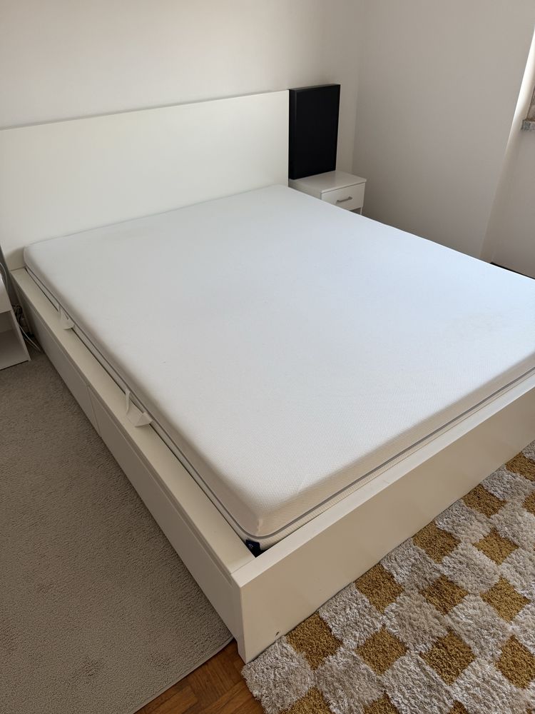 Cama 160x200 IKEA MALM (incluo estrado/ripas e gavetas)
