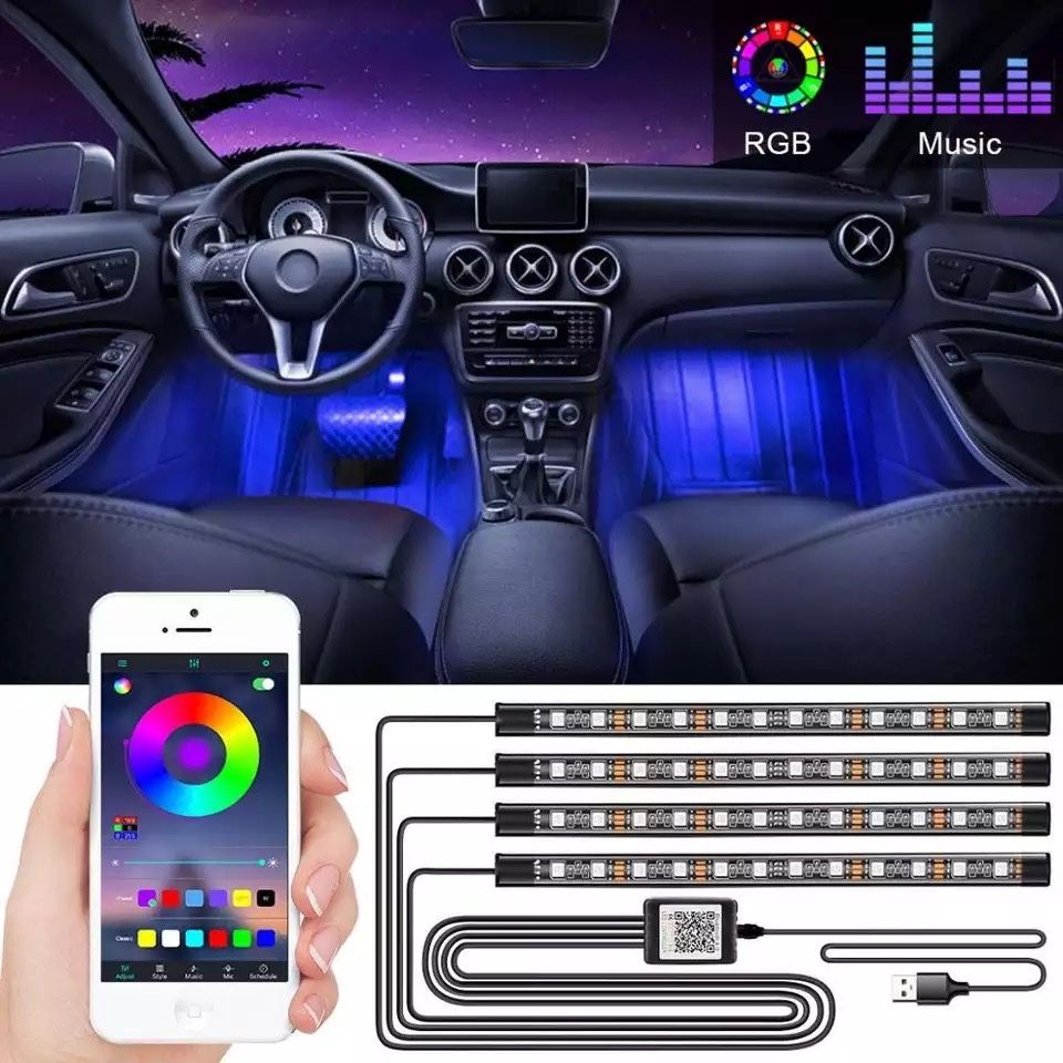 Fita Led decorativa auto 12/24v wi-fi e comando