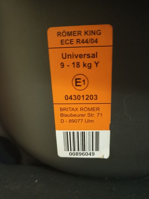 Fotelik samochodowy Britax & Romer King Plus Smart Zebra 9-18Kg