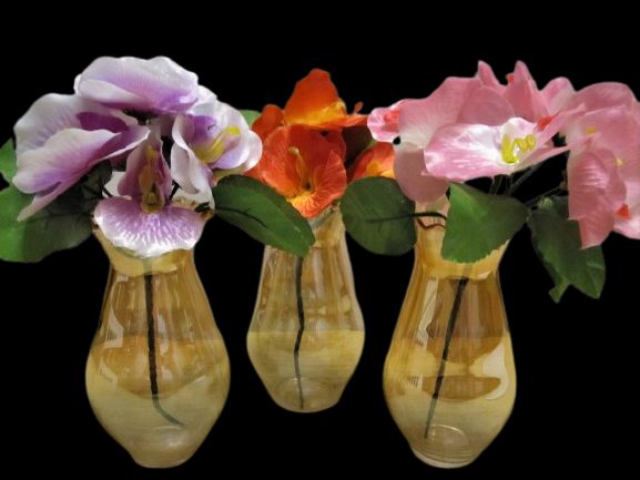 Набор милых перламутровых вазочек из цветного стекла