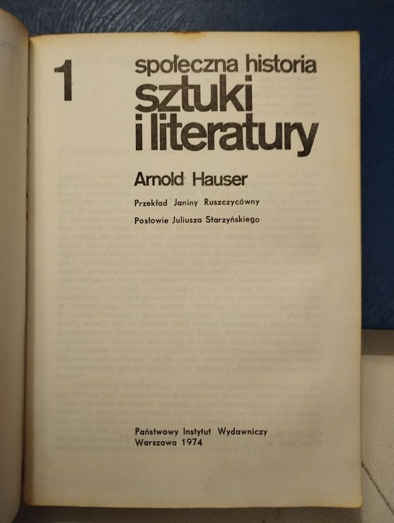 Hauser społeczna historia sztuki i literatury, dwa tomy