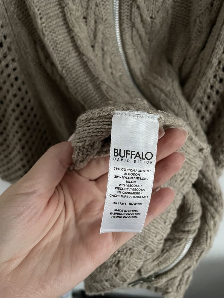 Kardigan Buffalo beżowy kaszmirowy sweter rozpinany