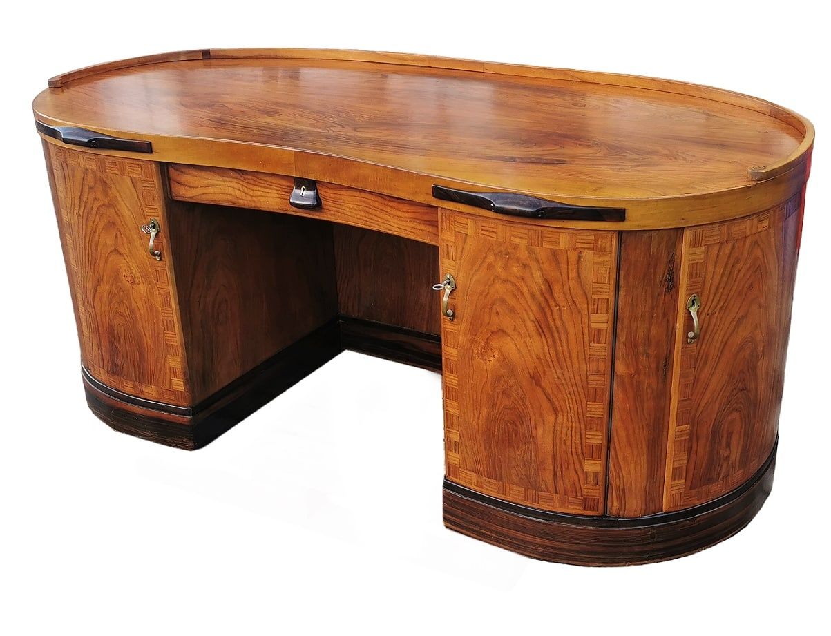 Gabinetowe, dwustronne biurko Art Deco.