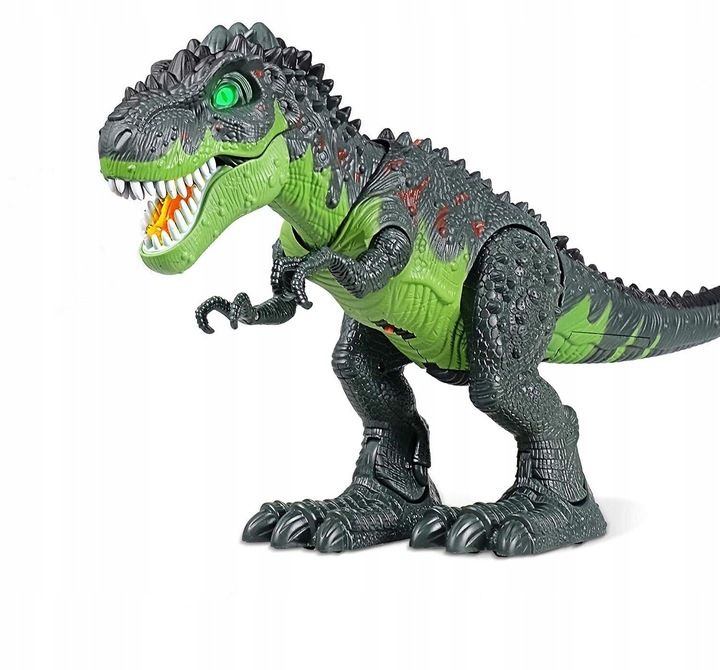 Duży Dinozaur Sterowany Robot T-rex Znosi Jaja Chodzi Para Ryczy Świec