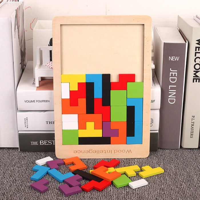 Drewniane Puzzle 3D Montessori Układanka Tetris