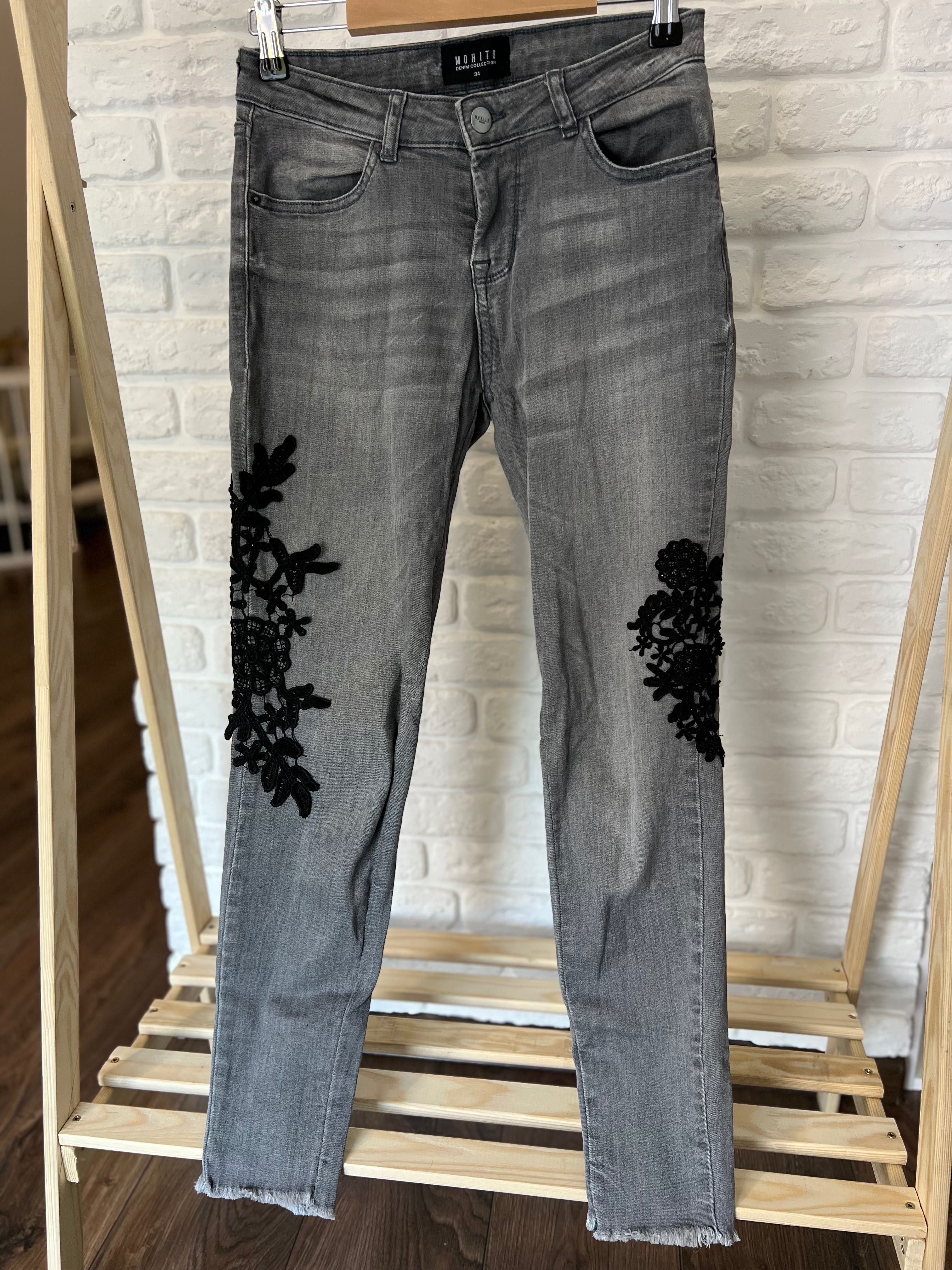 Чорні штани джинси crop та mohito