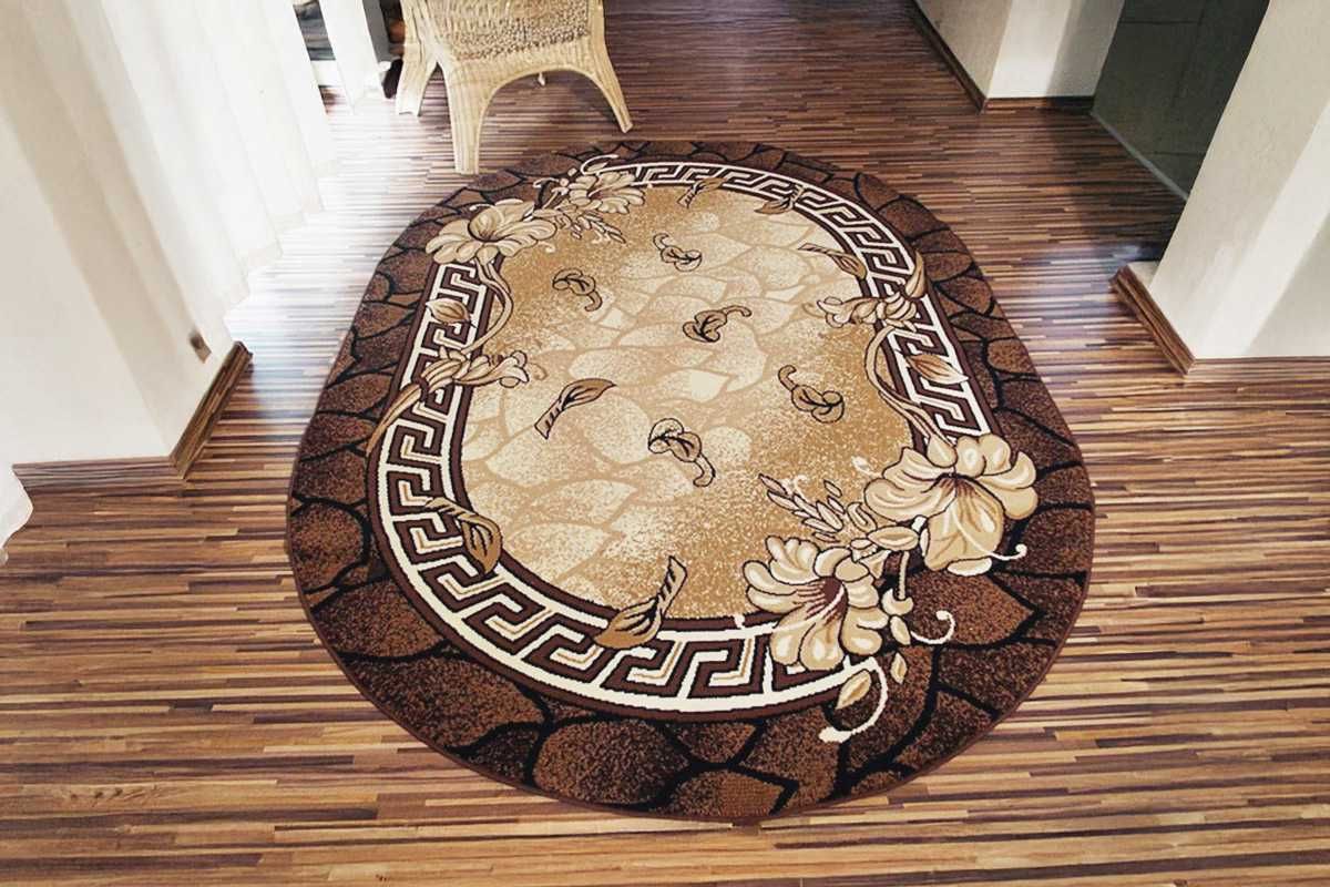 DYWAN OWALNY Tkany Nowy Piękny WZÓR VERSACE Duży 210cm Runo 10mm