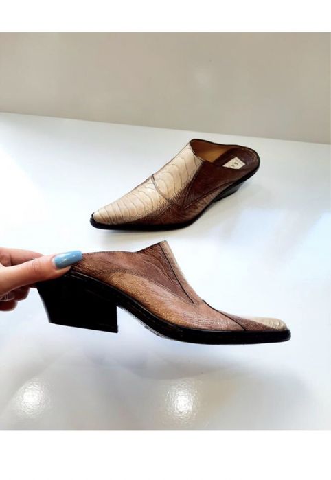 Мюли из кожи крокодила р.37