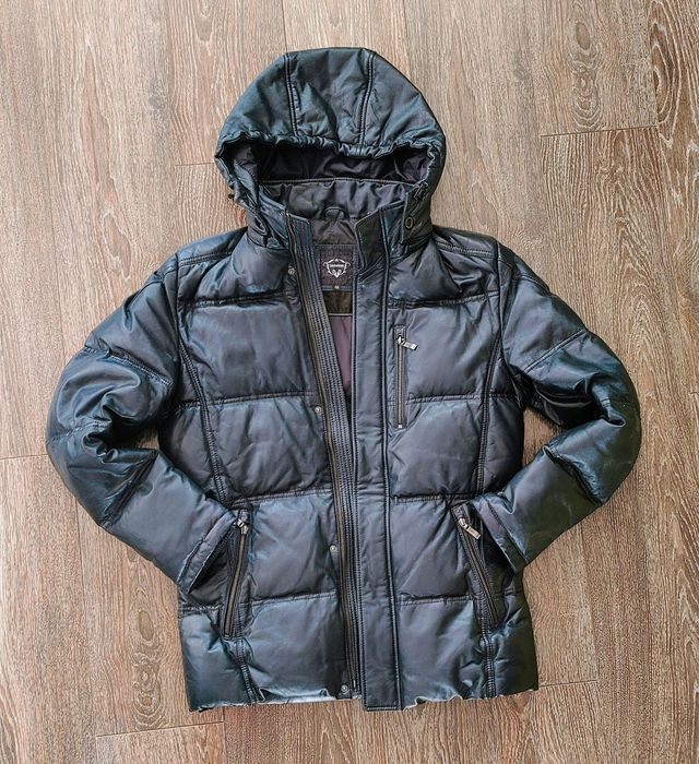 Натуральний шкіряний пуховик  р48-50 качиний пух куртка парка