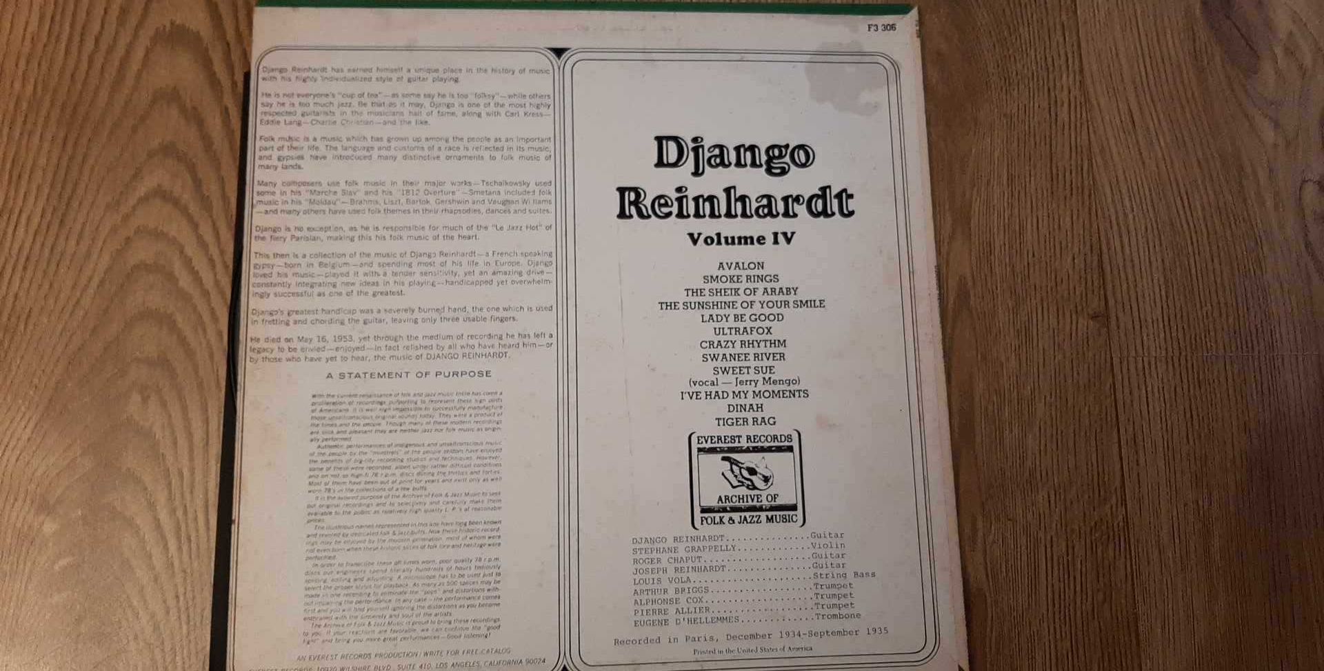 Django Reinhardt “Volume IV” - płyta winylowa